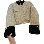 Thickened Coat Heavy Embroidery Sequins Short Coat 2024 New Tweed Top