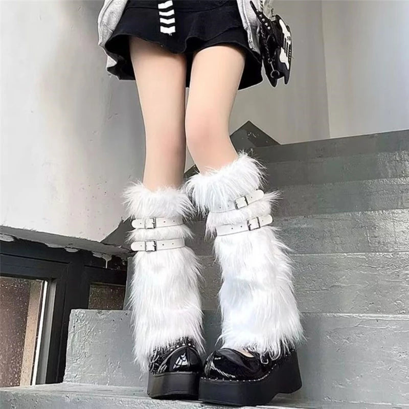 Faux Furs Leg Warmer,Warm Soft Cozy Fuzzy Leg Warmer Boot Cuffs Cover for Women Party Costumes Boot Sleeves Boot Covers