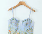 YENKYE Sexy Spaghetti Straps Floral Print Boho Dresses Women Elegant A-line Midi Summer Vacation Dress 2026 Robe