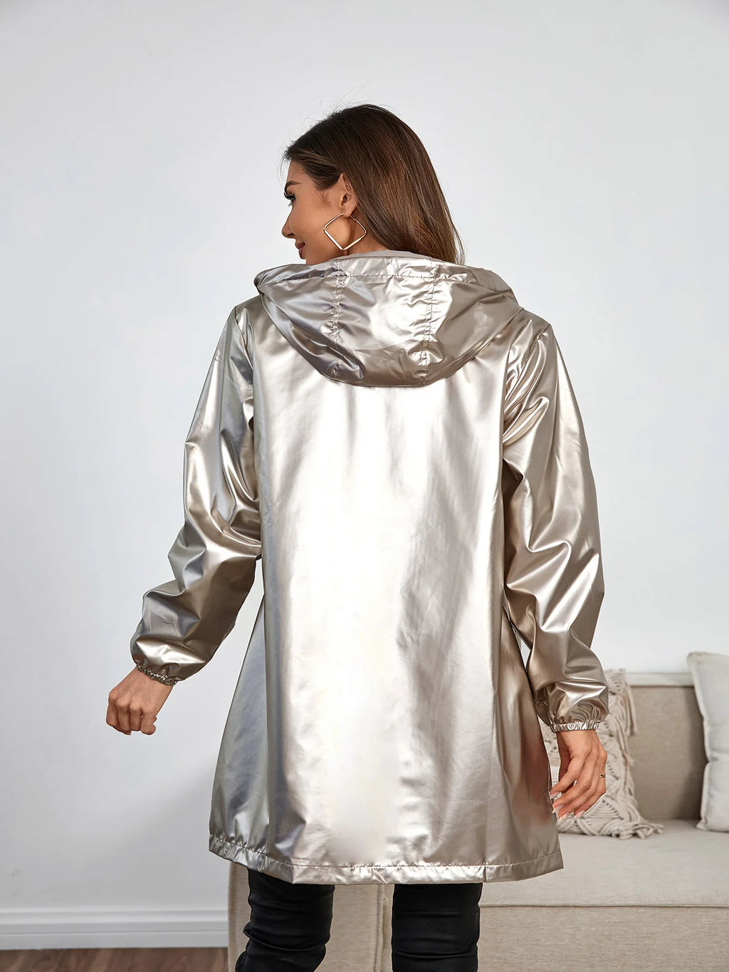 Women's Casual Hooded Jacket With Pockets, Lightweight Long Coat For Spring/Fall/Winter Daily Wear women’s fall clothes