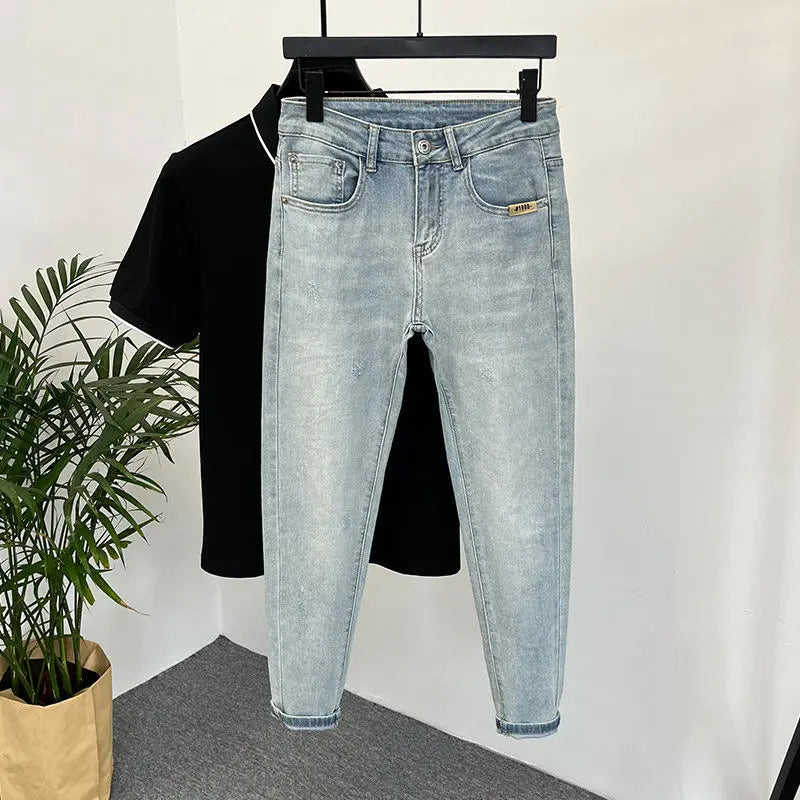 Jeans Men's Trendy Brand Light-colored Fashion Youth Casual Pant