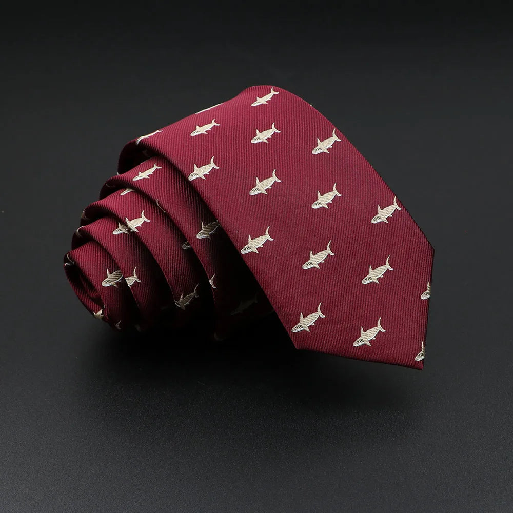 New Design Animal Tie For Men Polyester Woven Necktie Ladybug Dog Dinosaur Shark Jacquard Fashion Party Wedding Gravata Ties
