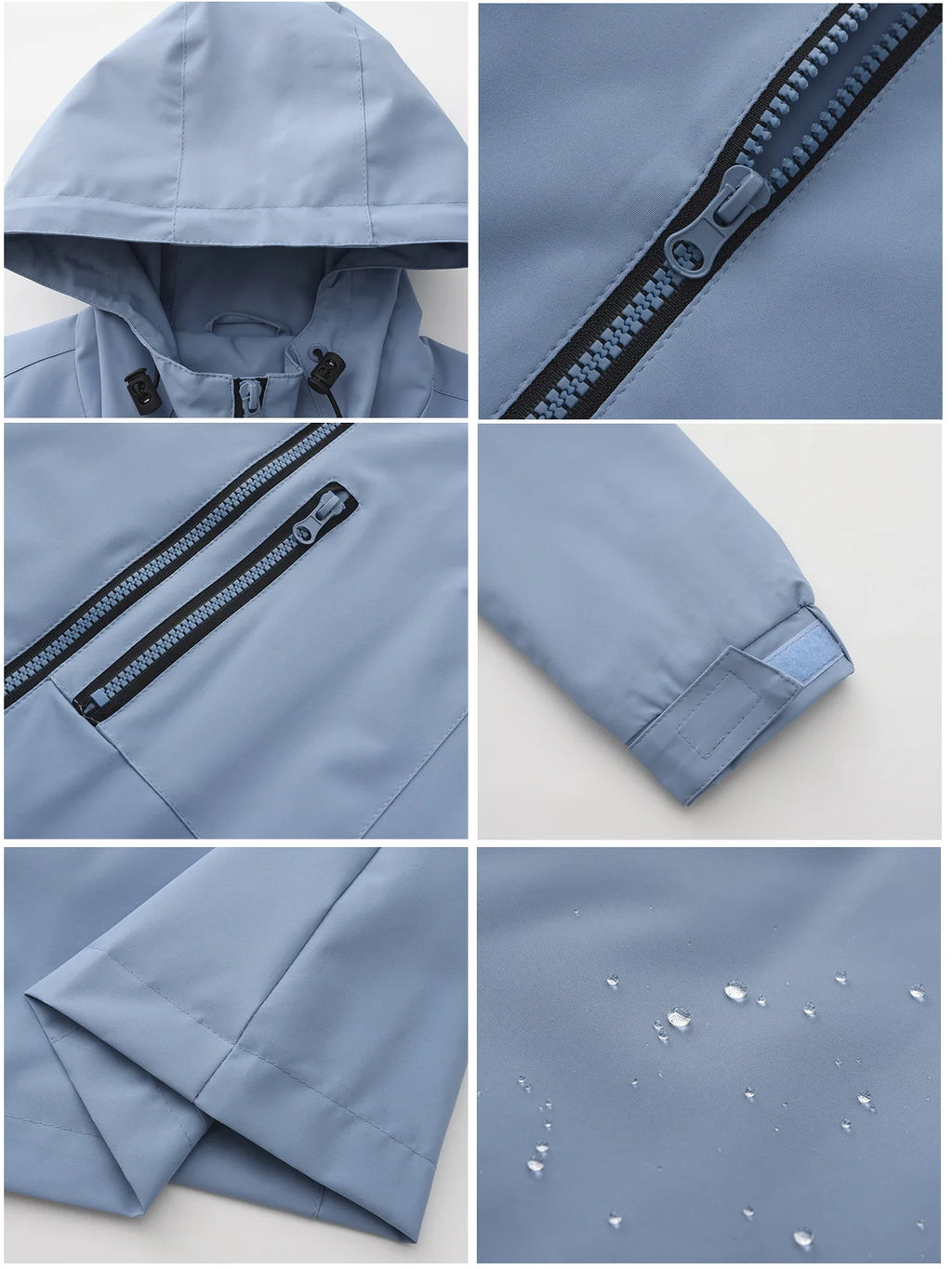 Women's Water-Repellent Hooded Windbreaker Casual Loose Solid Long Sleeve Outdoor Sports Trench Coat Spring Autumn Jacket