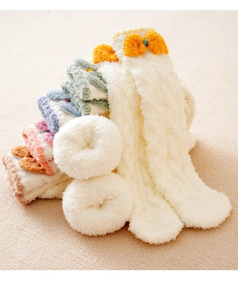 Kids Leg Warmers Baby Stockings Winter Fleece Floor Socks Coral Velvet Socks Leg Warmers Baby Knee Socks Baby Accessories