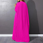 Women Eid Muslim Dresses Stand Collar Single Breasted Dubai Arab Vestidos Ramadan Casual Loose Kaftan Dress Solid Pleated