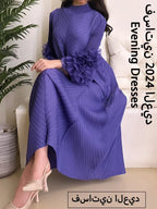 YUDX Hot Sales 2024 Summer New Pleated Formal Dresses for Women Mesh Petal Sleeve Solid Evening Party Long Maxi Dresses