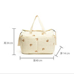 New High-capacity Mummy Bag Embroidered Bear Mother and Baby Handbag Baby Bottle Diaper Portable Baby Stroller Bag