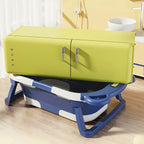 Portable Travel Bathtub, Collapsible Baby Bathtub, with Thermometer &1Soft Floating Cushion, with Drain Hole,For Baby 0-36 Month