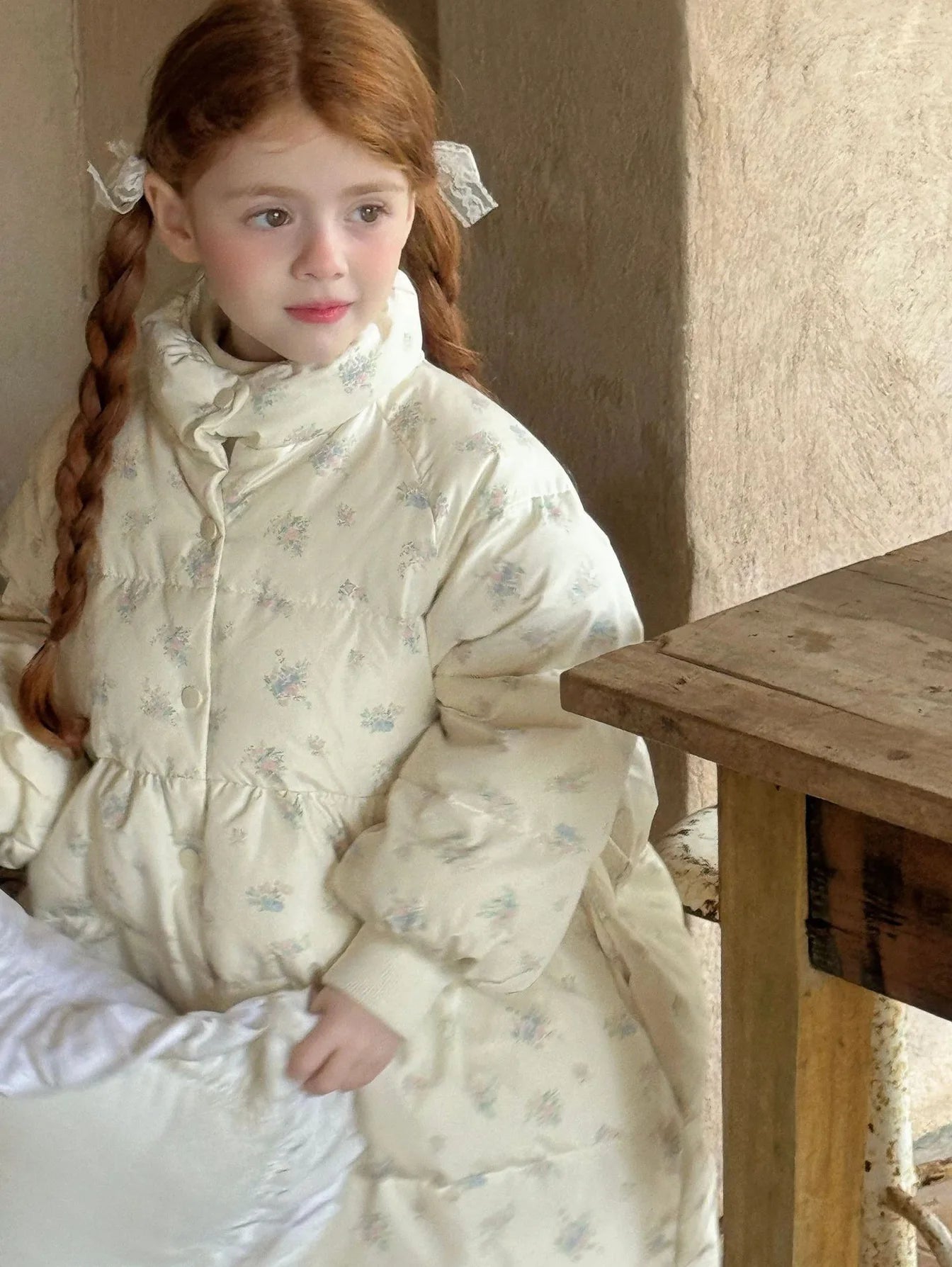 2025 Winter New Down Coat Korean Fashion Princess Floral Print Warm Cotton-padded Outerwear Kids Casual Sweetheart Parkas