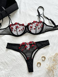 womens lingrie Night Beautiful Sexy Women 2 Piece floral Embroidery Underwear Erotic lingerie underwear Set conjuntos de mujer