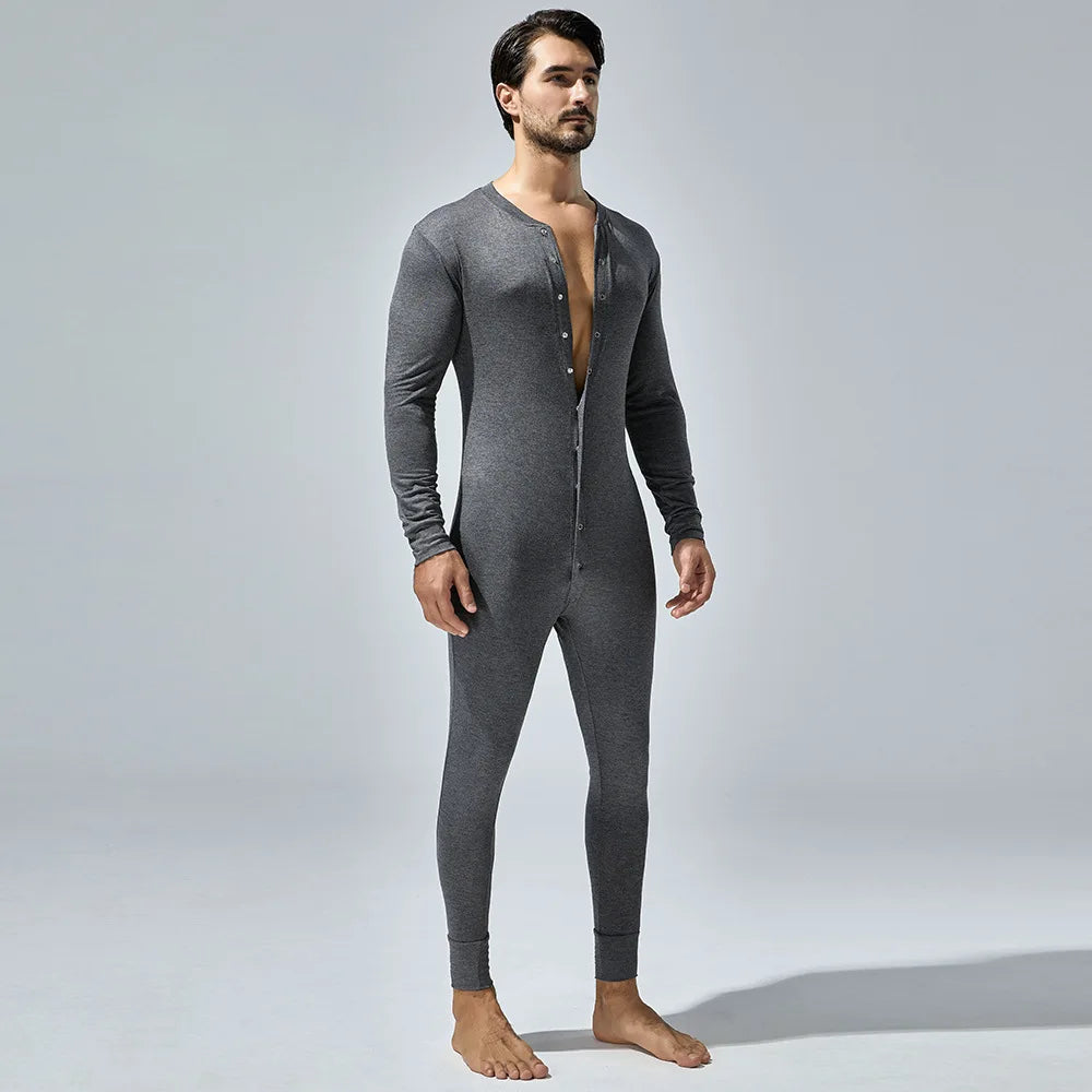 New Men's One-Piece Pajamas Home Fitness Wear Men's Bodysuit