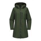 Women's Water-Repellent Hooded Windbreaker Casual Loose Solid Long Sleeve Outdoor Sports Trench Coat Spring Autumn Jacket