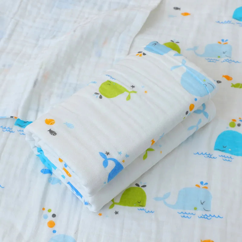 Baby Gauze Bath Towel Pure Cotton Six Layer Absorbent Towel 110cm x110cm Newborn Blanket Children Bath Towel