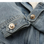 Big Fox Fur Collar Down Cotton Denim Jacket Women Vintage Cowboy Outerwear Winter Thick Loose Short Zipper Jeans Jacket Female