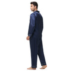Men Pajamas Set Silk Satin Sleepwear