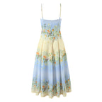 YENKYE Sexy Spaghetti Straps Floral Print Boho Dresses Women Elegant A-line Midi Summer Vacation Dress 2026 Robe
