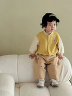 2025 Fall New Toddler Kids Pants Cotton Cartoon Embroidered Harem Pants Baby Boy Casual Striped Denim Baggy Trousers