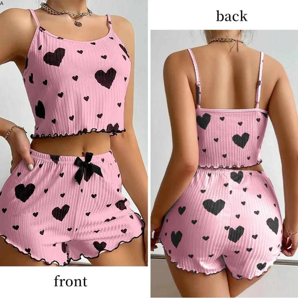 Women's Pajamas Set Sleepwear 2 PCS Short Tank Tops And Short
