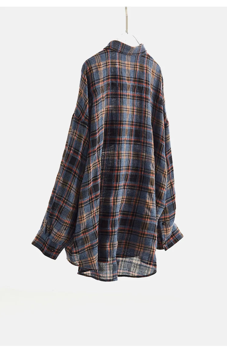 High-Quality Custom-Made Fabrics, Very Limited Quantity ~ Women's Plaid Long-Sleeve Shirt with Polo Collar, Casual Slim-Fit Loose Top, New Autumn 2025 Model
