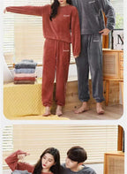 2025 Men's Thick Flannel Pajama Sets Couple Casual