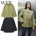 MUJER Black Quilted Jacket Women Padded Demi-season Jackets for Women Long Sleeve Winter Coat Female Outerwears Women's Jacket