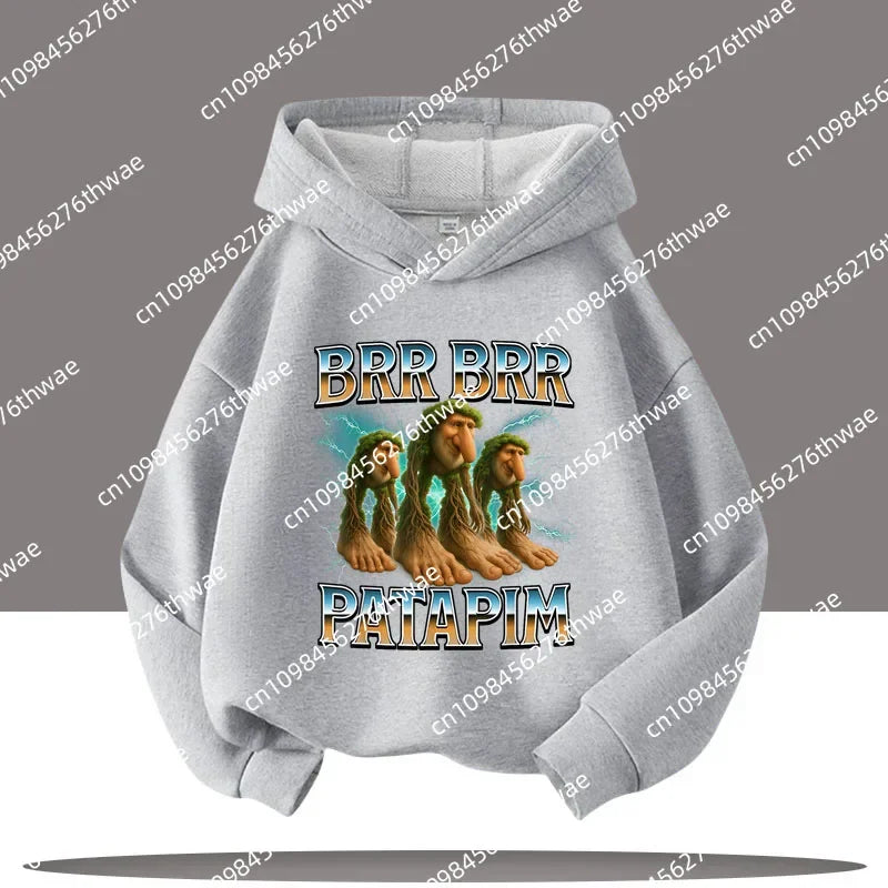 Boy's sports shirt -interesting Italian brain rot Tung Tungtung Sahur children's hooded shirt                h cartoon print-fall/winter top