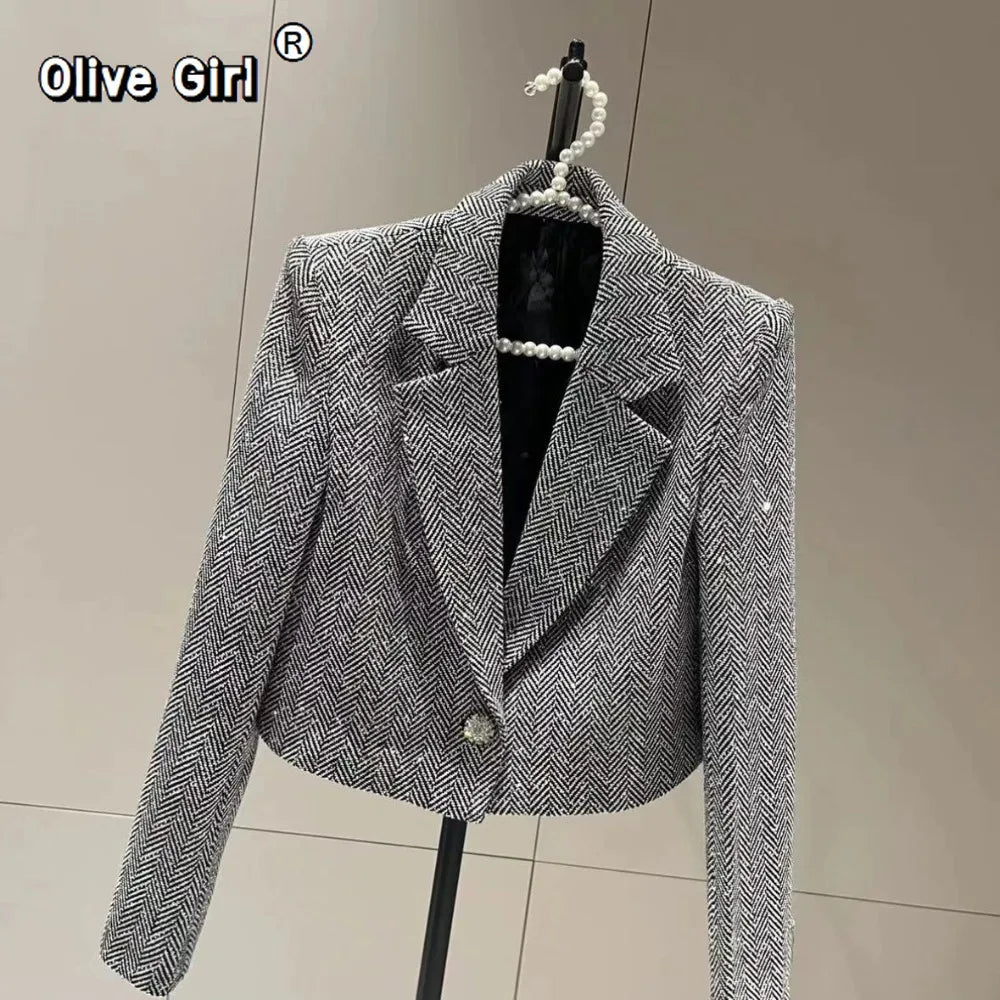 French Jacket Luxury High-end Bling Bling Coat Short Style Fragrant 2026 Spring Autumn Fashionable Long Sleeved Temperament Top