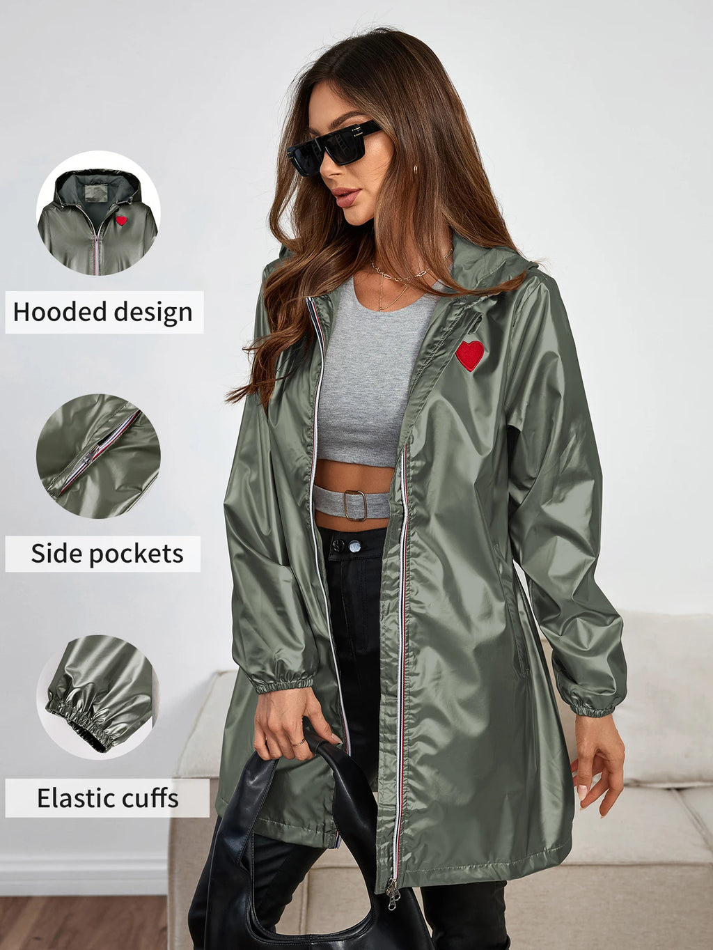 Women's Casual Hooded Jacket With Pockets, Lightweight Long Coat For Spring/Fall/Winter Daily Wear women’s fall clothes