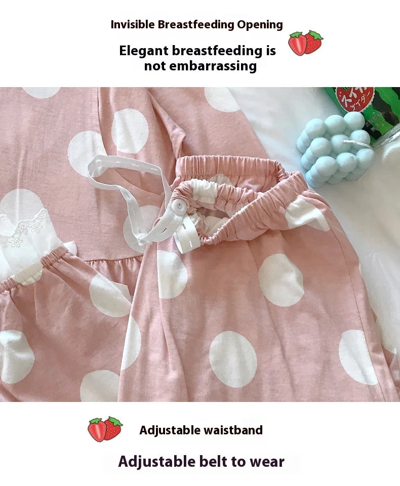 Maternity 2-Piece Spring And Autumn Breastfeeding Pajamas Homewear Spring And Summer Monthly Clothing Leisure Home Suit