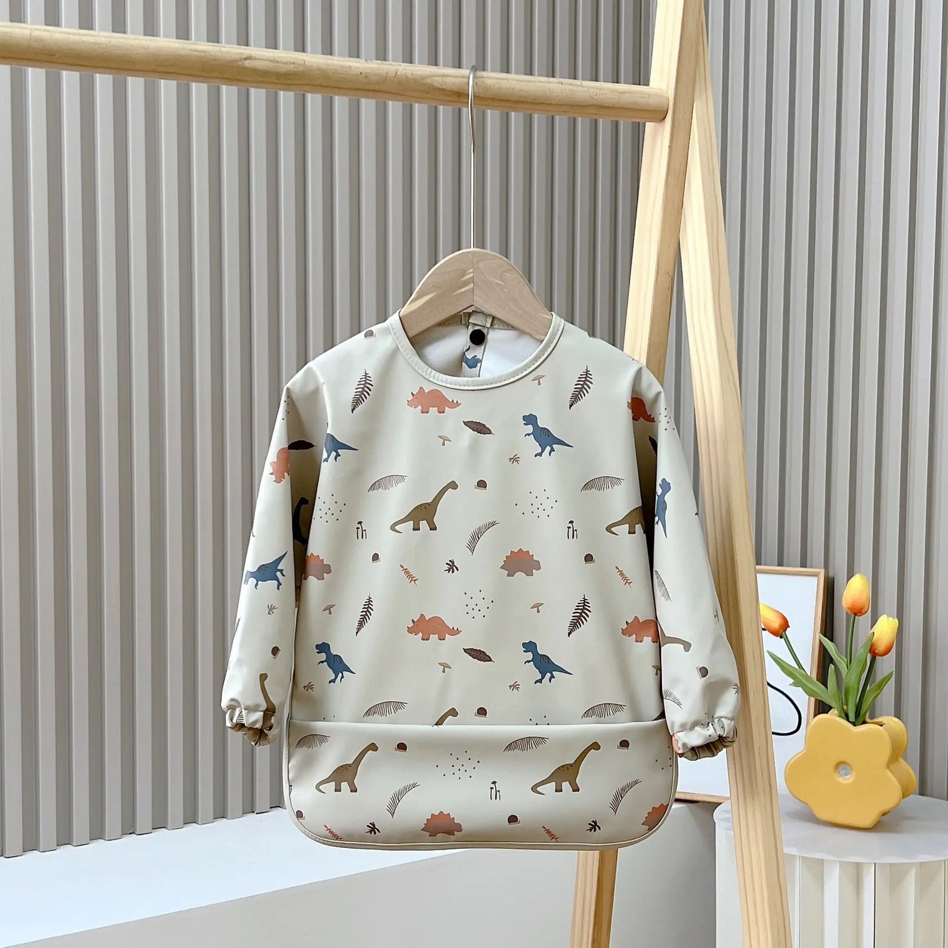 2025New Solid Color Painting Smock Baby's Soft Waterproof Long Sleeve Art Smock Feeding Bib Apron for Kids Accessories