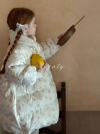2025 Winter New Down Coat Korean Fashion Princess Floral Print Warm Cotton-padded Outerwear Kids Casual Sweetheart Parkas