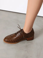 2025 Women Shoes Spring New Fashion Round Toe Lace Up Retro Single Shoe for Office Party Walk Thick Low Heeled big Size 48 775-1