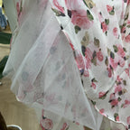 Summer New Women Retro Printed A-line Strap Dress With High Waist Wrinkled Long Dresses Beach Party Birthday Celebrity Gown