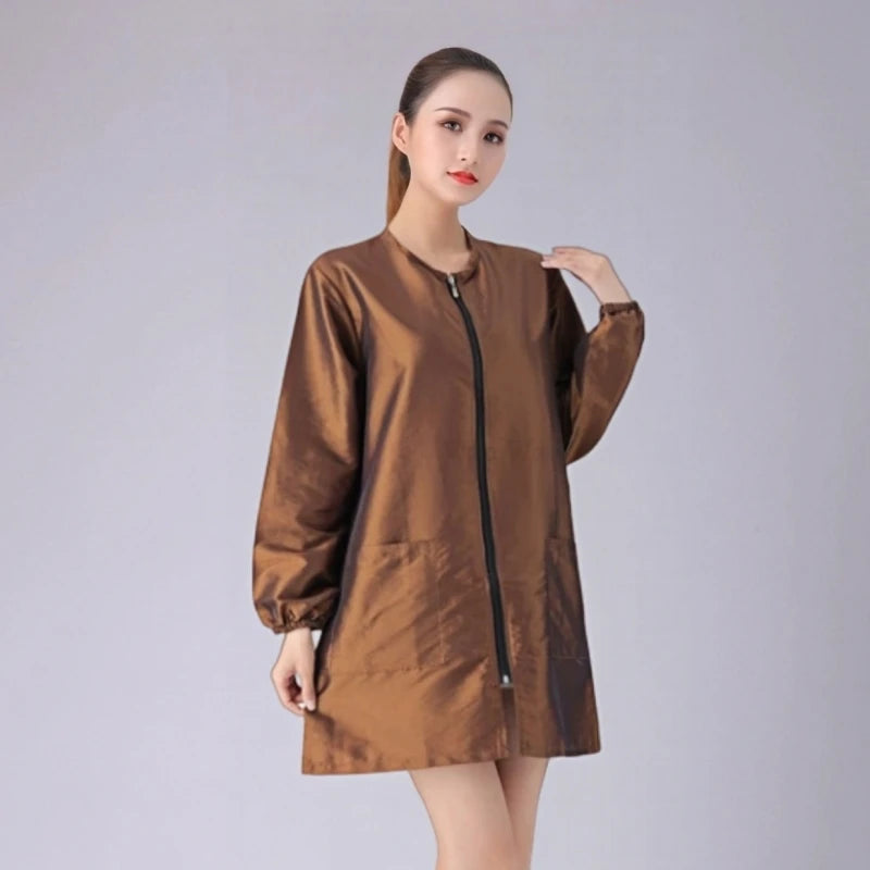 Hair Salon Work Clothes Pet Grooming Uniforms Long Sleeve Beauty Salon Smock Barber Shop Hairdresser Robe Anti Hair Gown Y1206