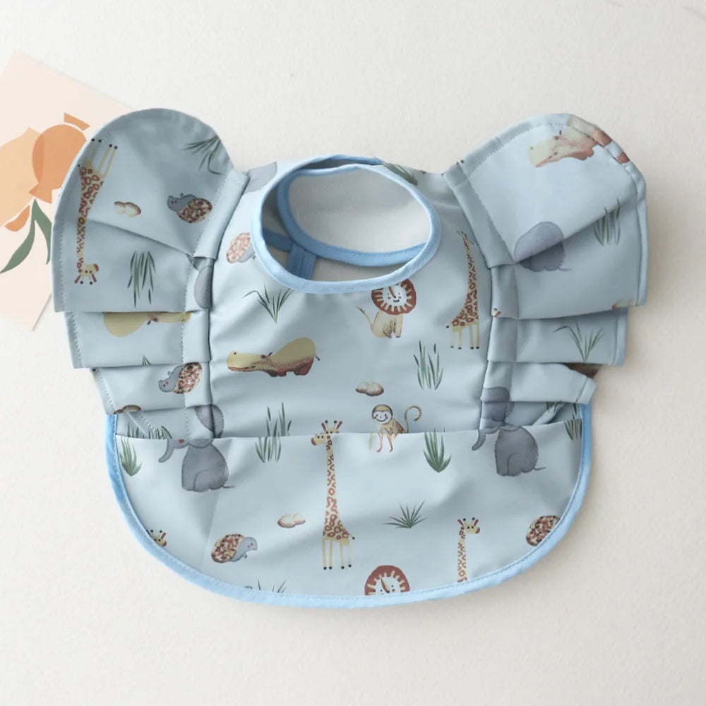 Baby Bibs INS Nordic Style Angel Feed Pocket Burp Girl Boy Infant Meals Bib Waterproof Easy Clean Cute Elephant Bibs Soft PU
