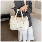 New High-capacity Mummy Bag Embroidered Bear Mother and Baby Handbag Baby Bottle Diaper Portable Baby Stroller Bag