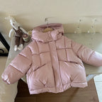 Children's Jacket Girl Thickened Cotton Padded Hooded Puffer Coat 4-8Y Boys Girls Warm Winter Clothes for Kids Shiny Outerwear