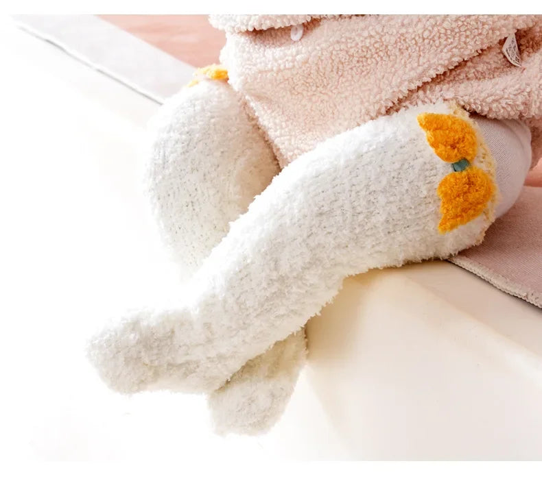 Kids Leg Warmers Baby Stockings Winter Fleece Floor Socks Coral Velvet Socks Leg Warmers Baby Knee Socks Baby Accessories