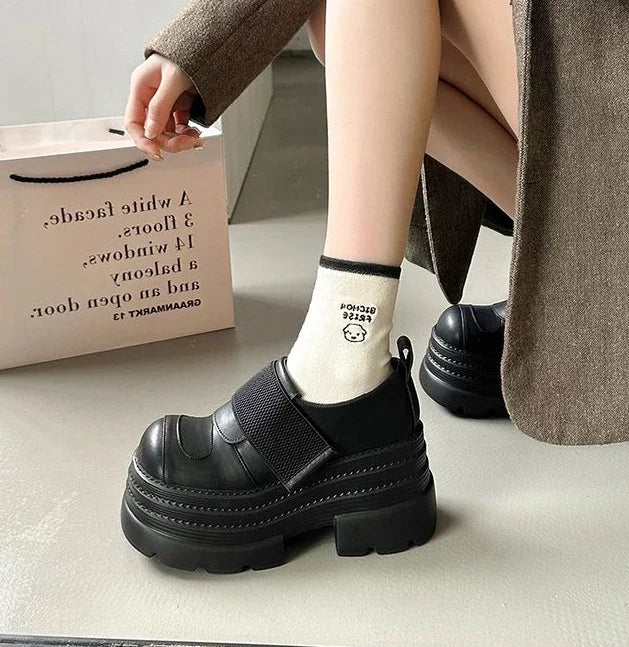 Shoes for Women Platform Loafers sLeather Casual Footwear Slip On Popular Genuine Mark Promotion 39 Vacation Shoe Non Woman Pump