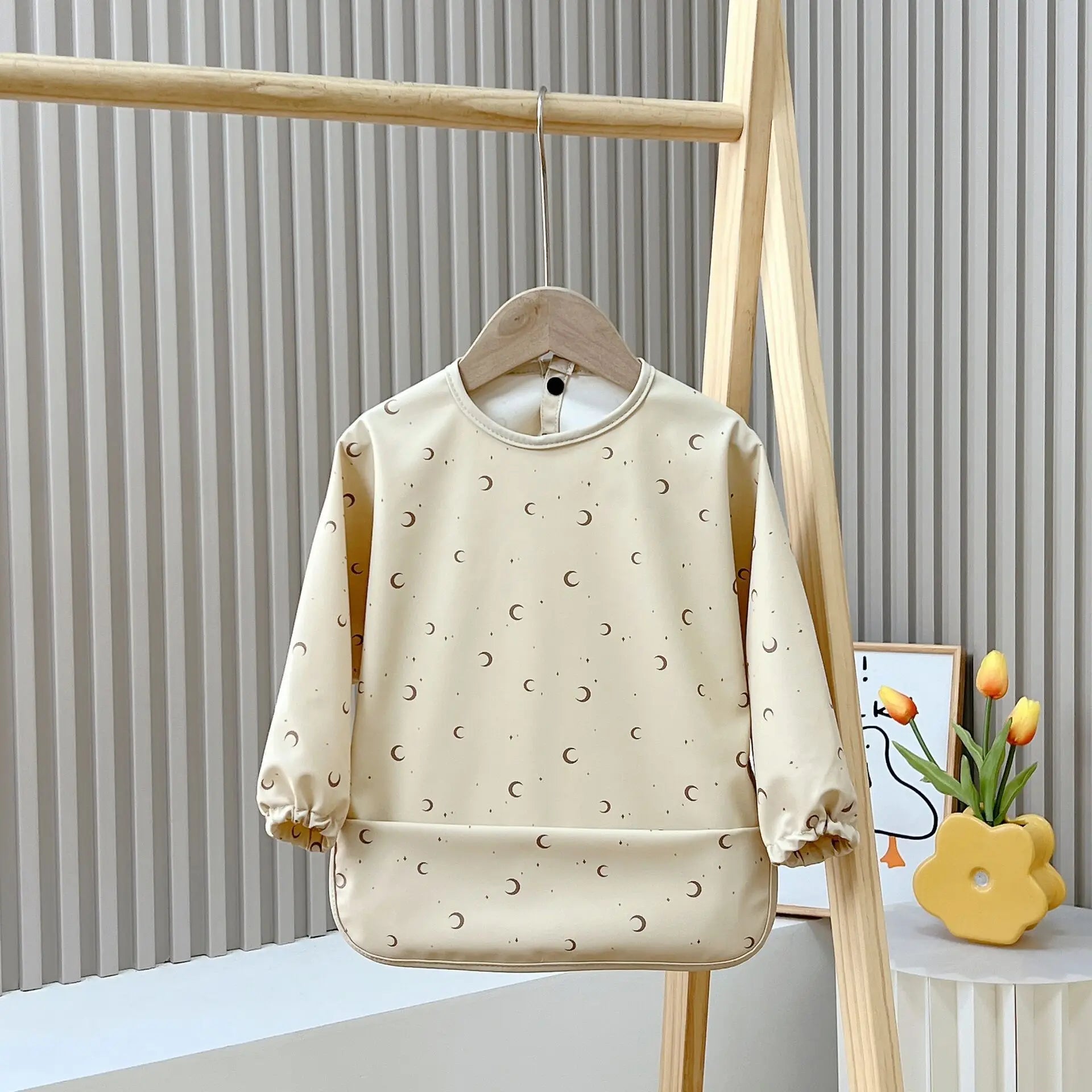 2025New Solid Color Painting Smock Baby's Soft Waterproof Long Sleeve Art Smock Feeding Bib Apron for Kids Accessories