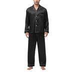 Men Pajamas Set Silk Satin Sleepwear