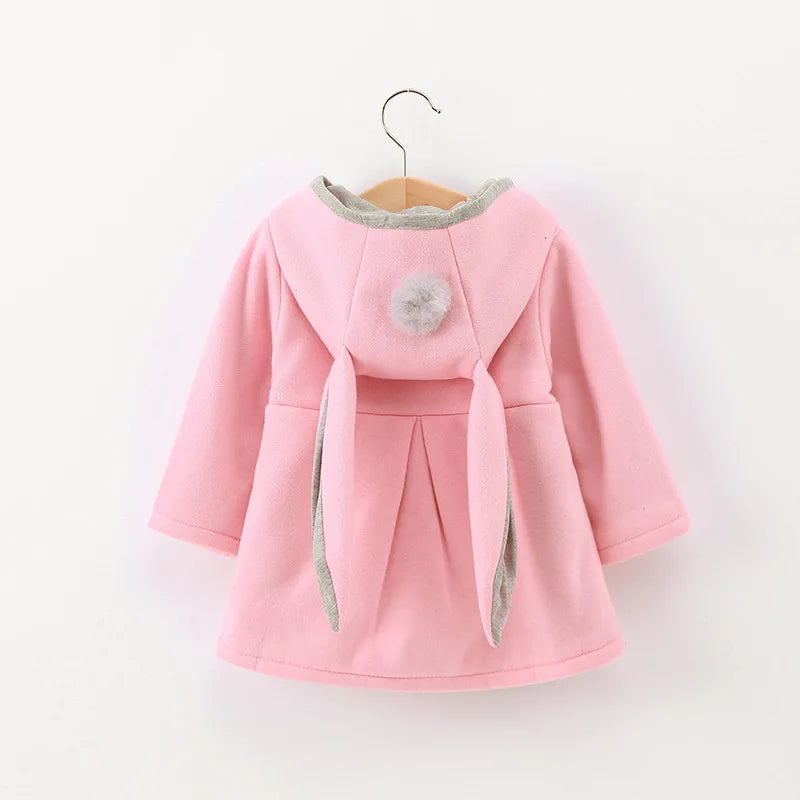 Baby Girls Jacket in Spring Rabbit Ears Coat Children Clothes Outerwear Autumn Kids Warm Cotton Dress Jacket Infant Girl Coat