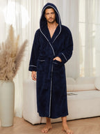 Men's Autumn/Winter New Style Comfortable Cotton Flannel Robe Luxury Open-Front Couples Robe Men's Warm Bathrobe Nightwear