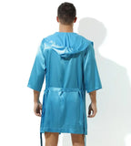 Sexy Sleepwear Men Robes Bathrobes Soft Silky Short Sleeve Nightgown Mens Homewear Dressing Gown Male Pajamas (No shorts)