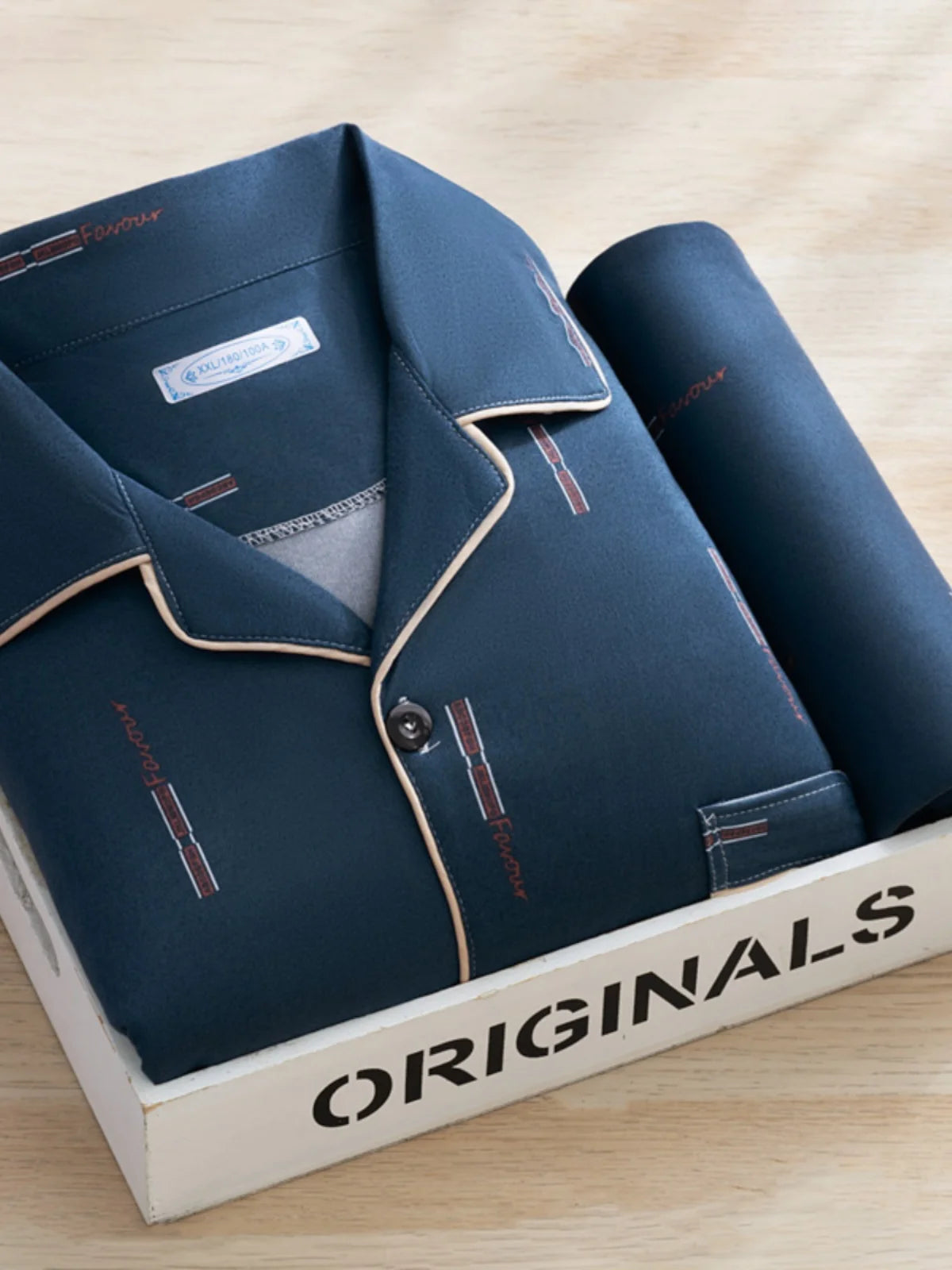 Men's Thin Cotton Pajamas Long Sve Long Pants Two-Piece Set Casual