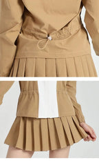 Women's Golf Jacket: Windproof & Warm, Color-Blocked, Fashionable, High-Quality Sports Set with Skirt