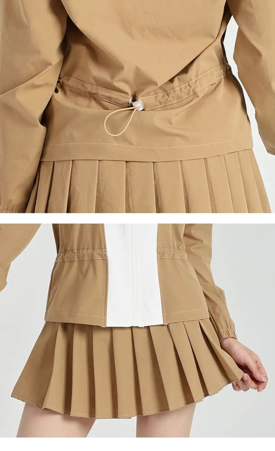 Women's Golf Jacket: Windproof & Warm, Color-Blocked, Fashionable, High-Quality Sports Set with Skirt