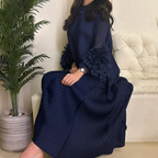 YUDX Hot Sales 2024 Summer New Pleated Formal Dresses for Women Mesh Petal Sleeve Solid Evening Party Long Maxi Dresses