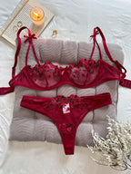 womens lingrie Night Beautiful Sexy Women 2 Piece floral Embroidery Underwear Erotic lingerie underwear Set conjuntos de mujer