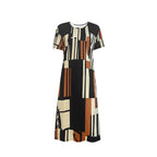 2025 cross-border printed dress women's elegant fashion summer round neck short sleeve loose skirt children cw82727